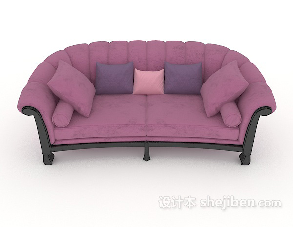 现代风格紫色居家双人沙发3d模型下载
