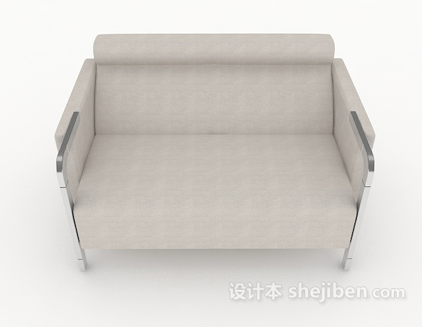 现代风格浅灰色简单双人沙发3d模型下载