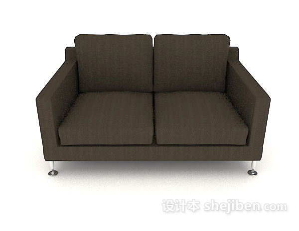 现代风格简约现代棕色双人沙发3d模型下载