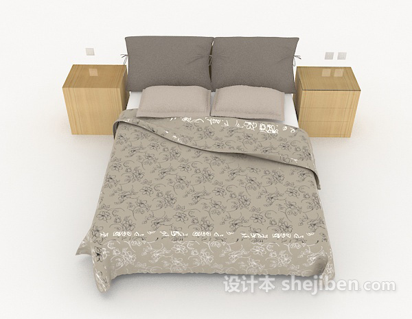 现代风格现代简单双人床3d模型下载
