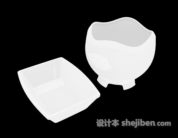 白色陶瓷器皿3d模型下载