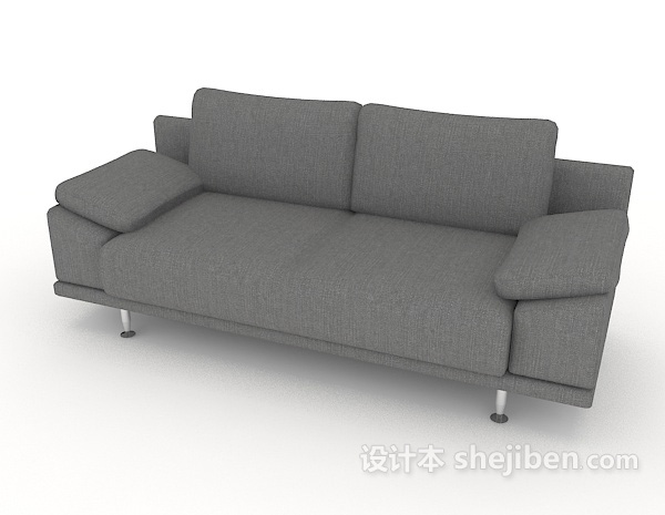 免费简约灰色双人沙发3d模型下载