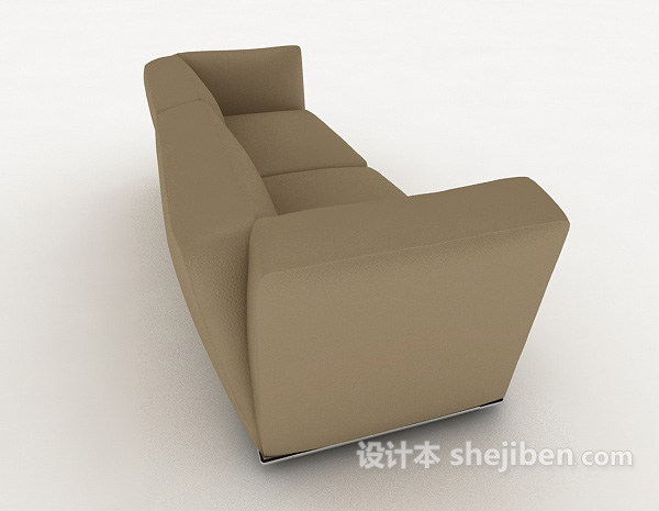 设计本棕色家居简单双人沙发3d模型下载