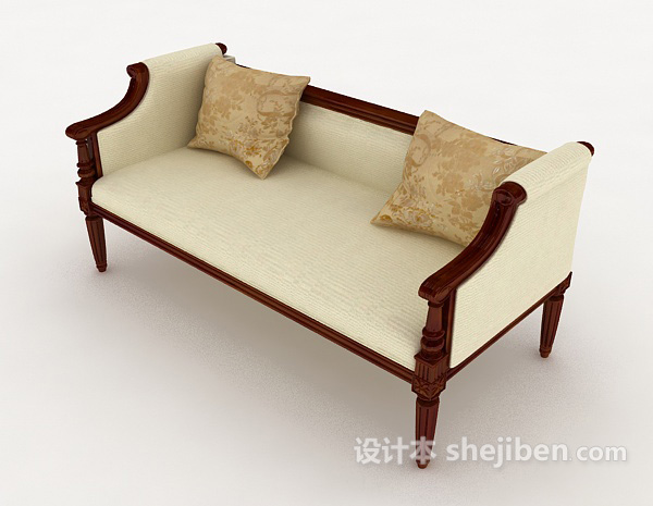 免费简单欧式多人沙发3d模型下载