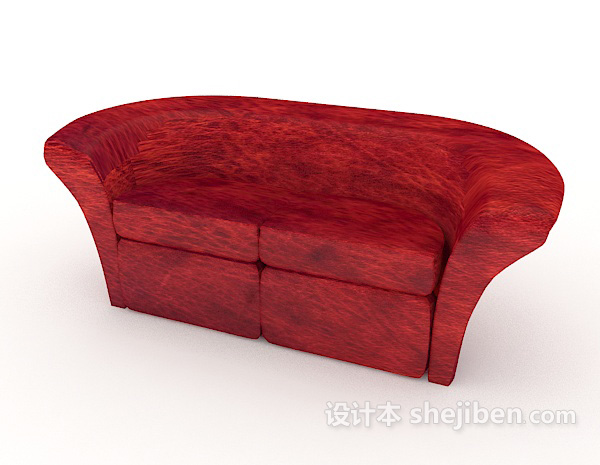 设计本红色纹理双人沙发3d模型下载