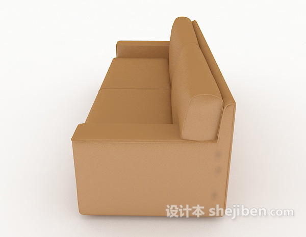 设计本家居棕色简单双人沙发3d模型下载