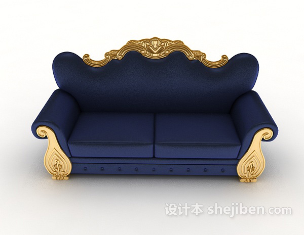 欧式风格欧式高档蓝色沙发3d模型下载