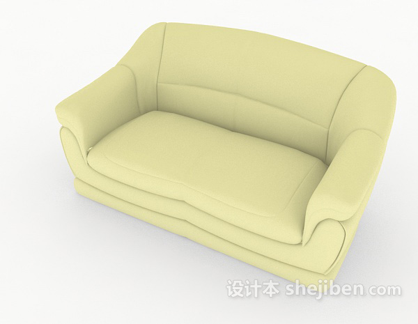 免费浅绿色简约双人沙发3d模型下载