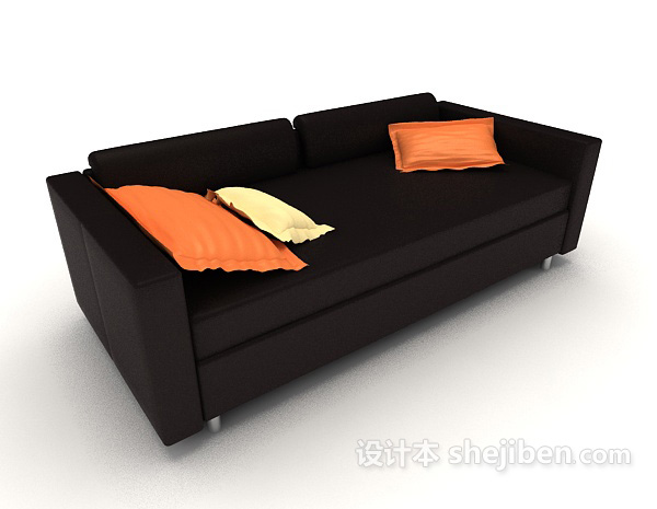 现代黑色家居简约双人沙发3d模型下载