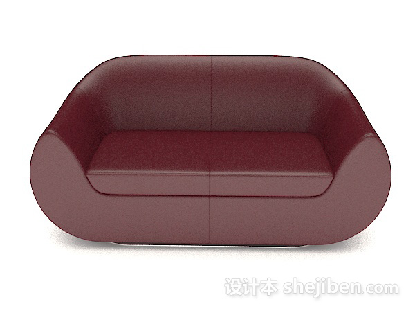 现代风格简约红色双人皮质沙发3d模型下载