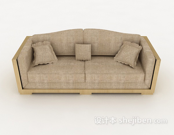 中式风格简单新中式多人沙发3d模型下载