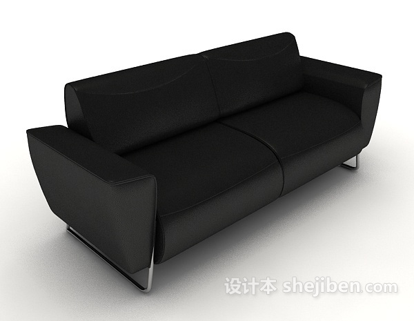 简约商务黑色双人沙发3d模型下载