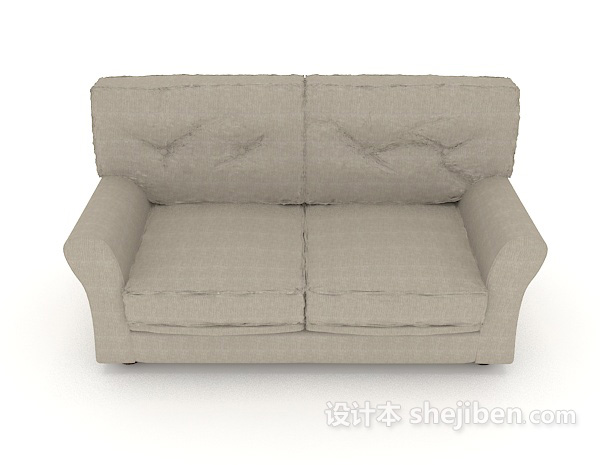 现代风格灰色家居简单双人沙发3d模型下载