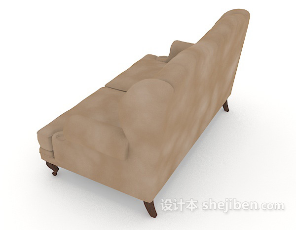 设计本欧式简约棕色双人沙发3d模型下载