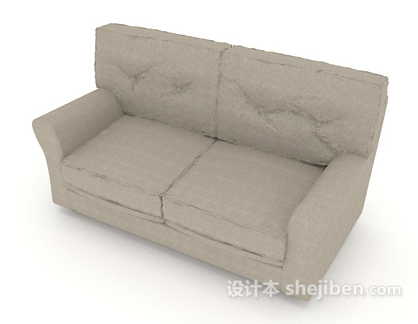 免费灰色家居简单双人沙发3d模型下载
