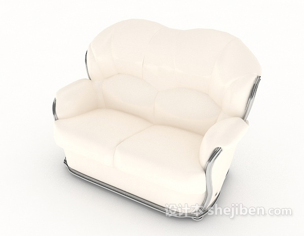 免费欧式简约米白色双人沙发3d模型下载