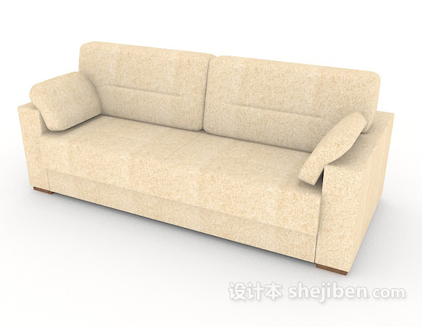 免费家居简约黄棕色双人沙发3d模型下载