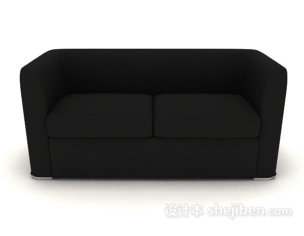 现代风格商务简单黑色双人沙发3d模型下载