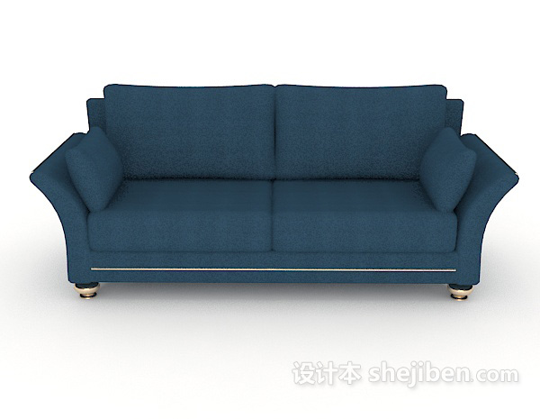 现代风格现代风格蓝色双人沙发3d模型下载