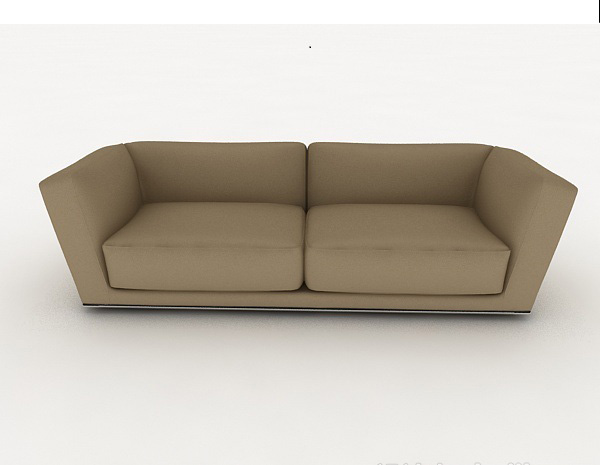 现代风格棕色家居简单双人沙发3d模型下载