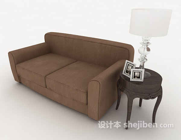 简单欧式双人沙发3d模型下载