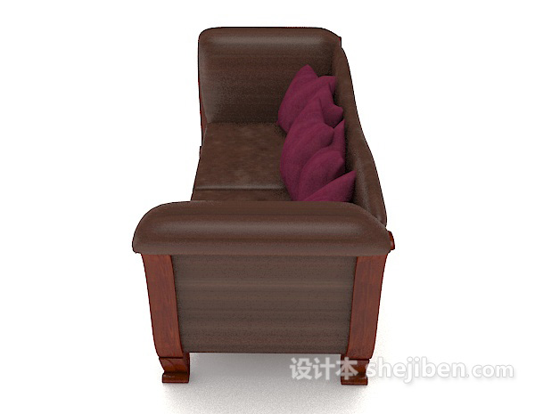 设计本新中式棕色双人沙发3d模型下载