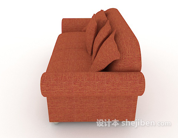 设计本家居橙红色简约双人沙发3d模型下载