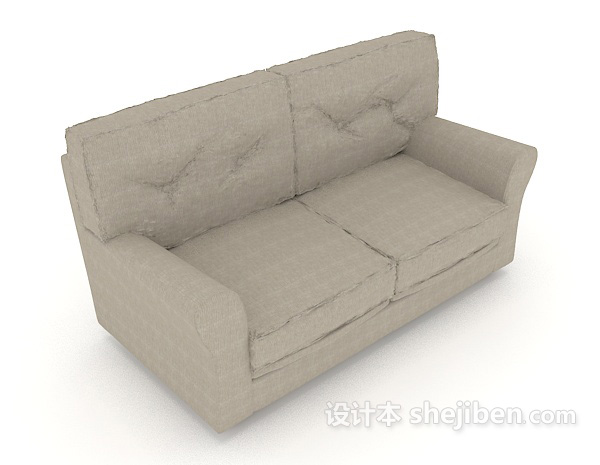 灰色家居简单双人沙发3d模型下载