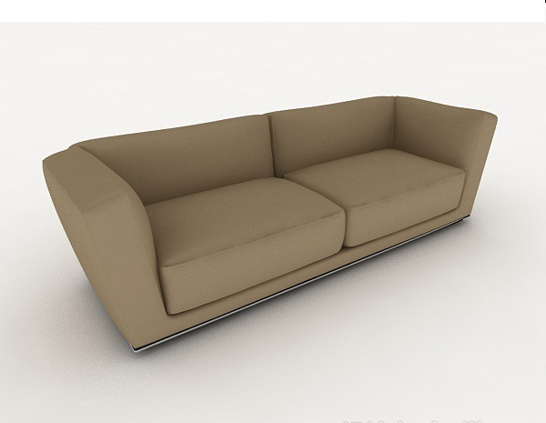 免费棕色家居简单双人沙发3d模型下载