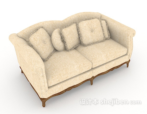欧式家居简单双人沙发3d模型下载