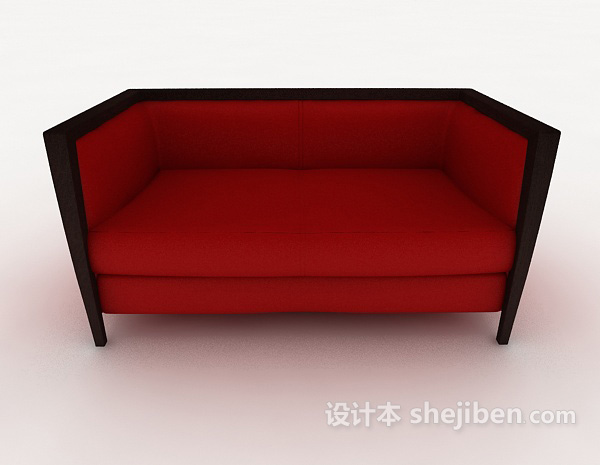 现代风格红色简约双人沙发3d模型下载
