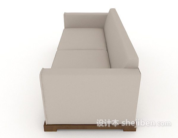 设计本浅灰色简约木质双人沙发3d模型下载