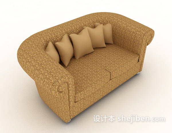 现代家居棕色双人沙发3d模型下载