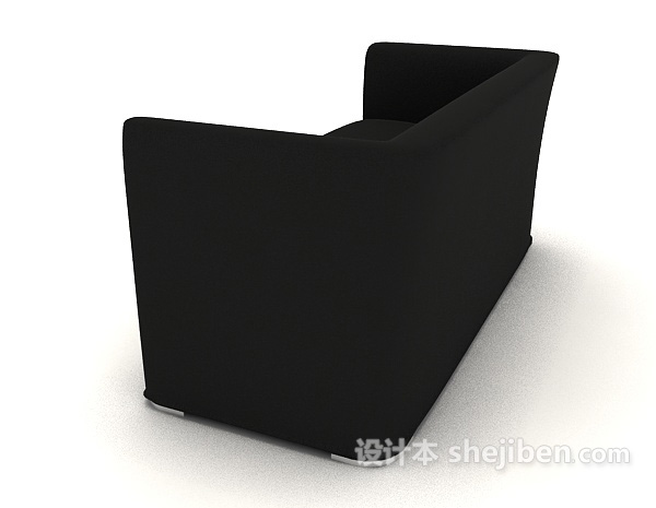 设计本商务简单黑色双人沙发3d模型下载