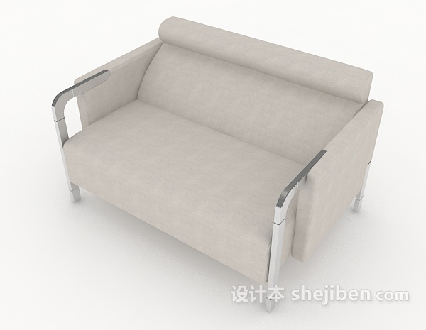 免费浅灰色简单双人沙发3d模型下载