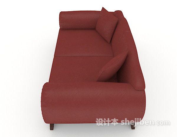 设计本家居红色双人沙发3d模型下载