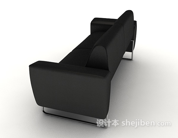 设计本简约商务黑色双人沙发3d模型下载
