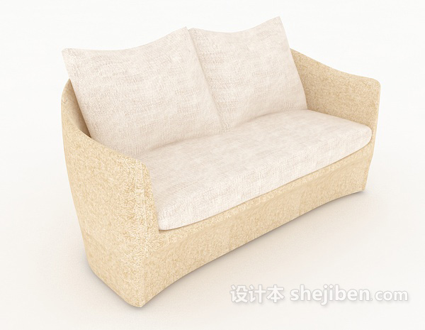 米黄色淡雅双人沙发3d模型下载
