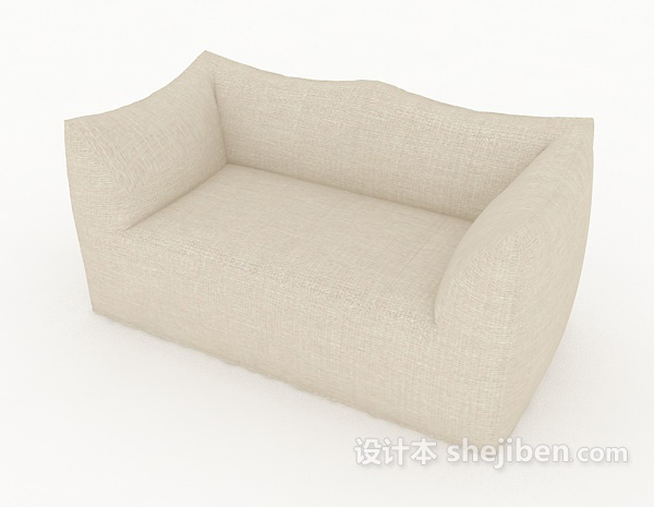 免费休闲灰色简约双人沙发3d模型下载