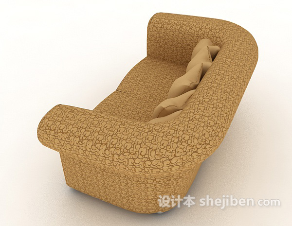 设计本现代家居棕色双人沙发3d模型下载