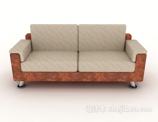 现代风格家居灰色休闲双人沙发3d模型下载