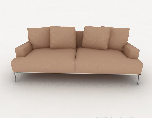 现代风格简约棕色休闲双人沙发3d模型下载