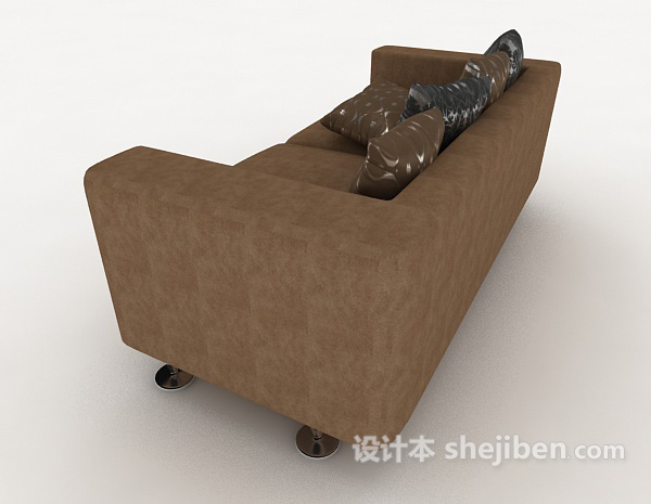 免费休闲棕色双人沙发3d模型下载