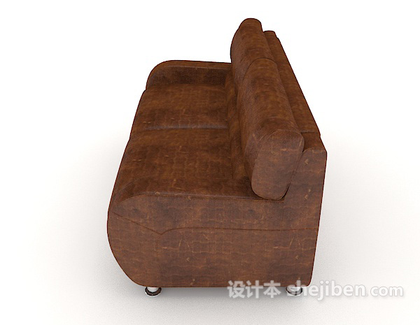 设计本家居深棕色双人沙发3d模型下载