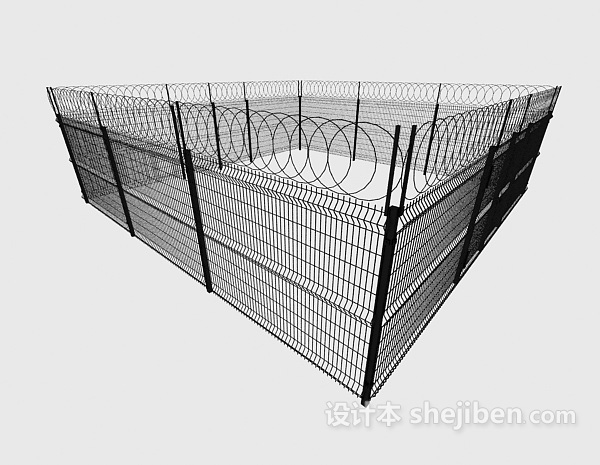 现代风格铁丝围栏3d模型下载