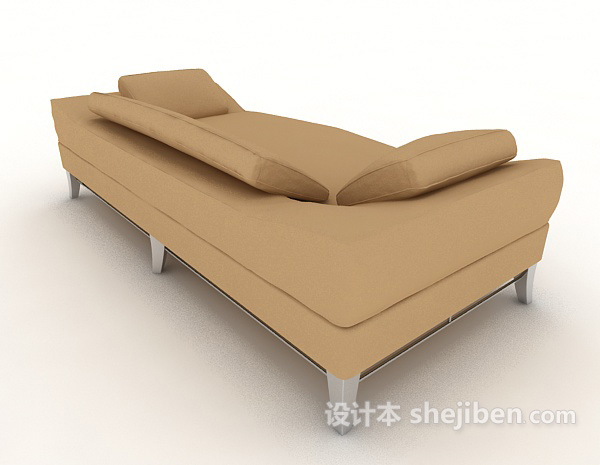 设计本简约浅棕色双人沙发3d模型下载
