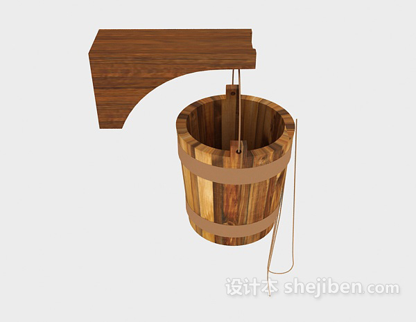 设计本实木水桶3d模型下载