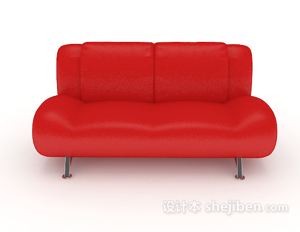 现代风格现代简约个性红色双人沙发3d模型下载