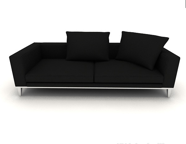 现代风格家居黑色休闲双人沙发3d模型下载