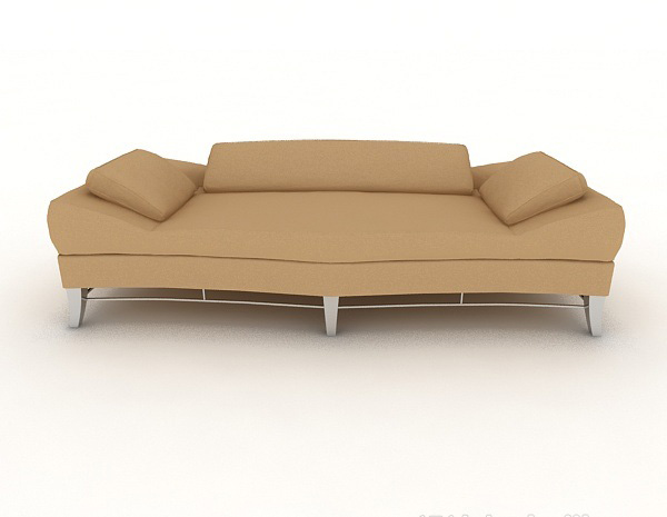 现代风格简约浅棕色双人沙发3d模型下载